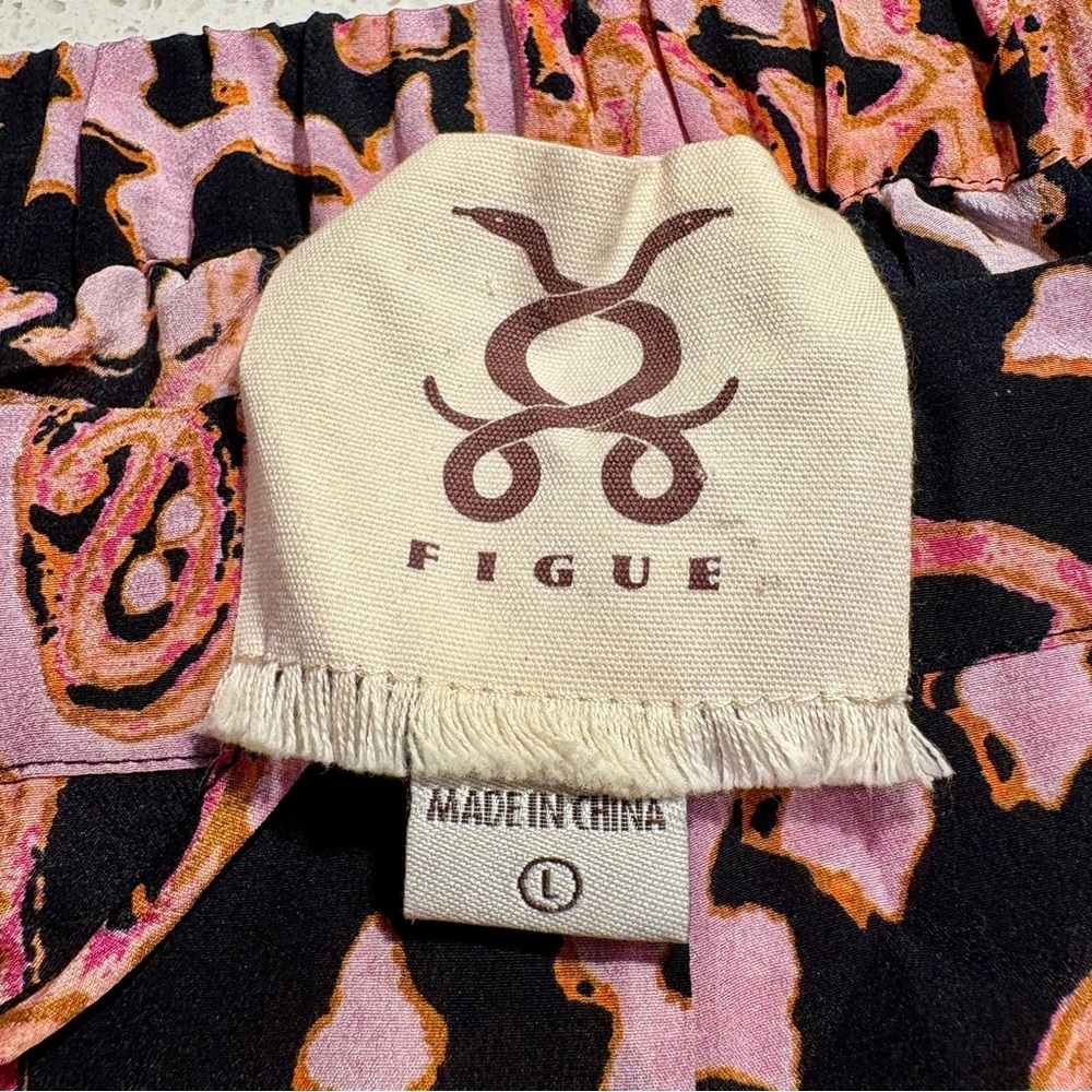 Figue Theodora Paisley-Print Wide Leg Silk Pants Size Large - Picture 5 of 6